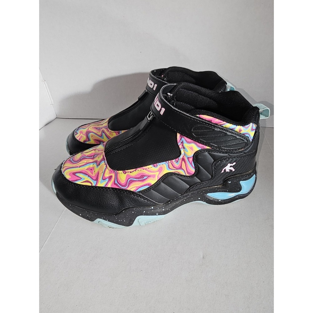 AND1 Boys Basketball Shoes Size 5 Black Multicolor High Top‎ Zip Strap - Picture 3 of 7